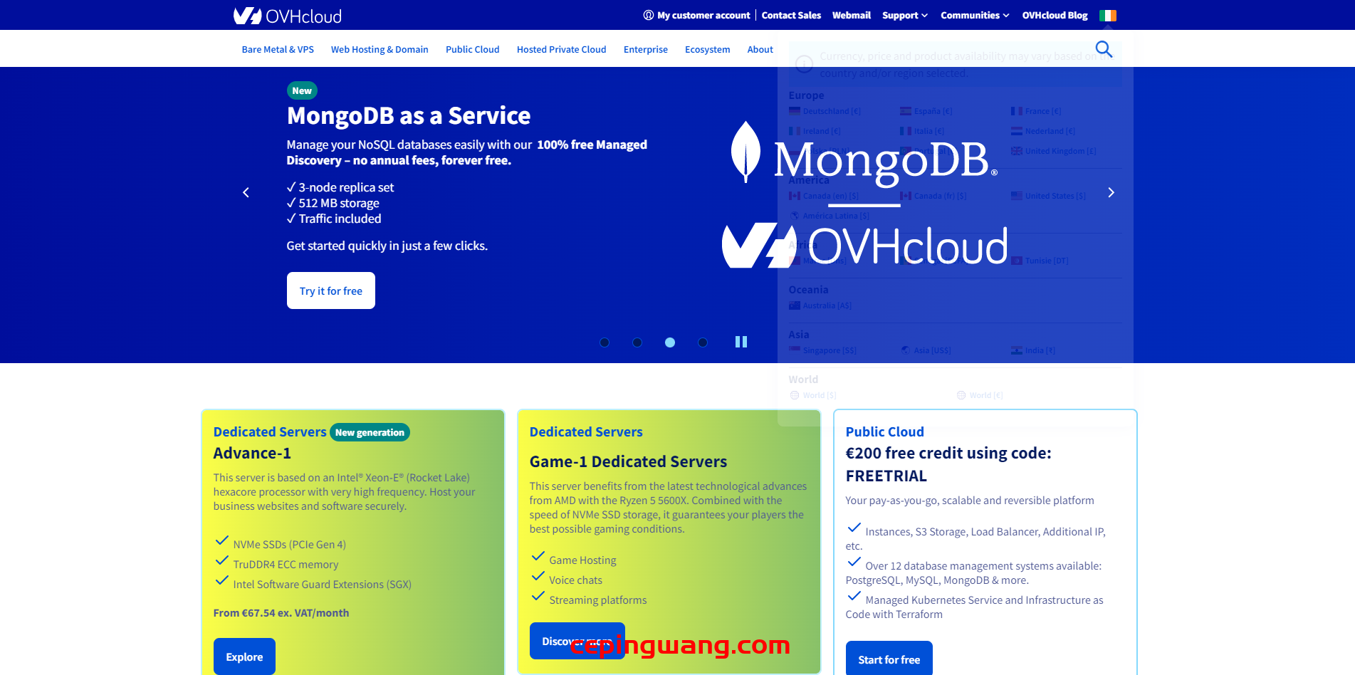 OVHcloud:价格屠夫,€9.99/月,I7-4790K,16GB内存/240GB SSD硬盘/不限流量/300Mbps带宽/法国/加拿大